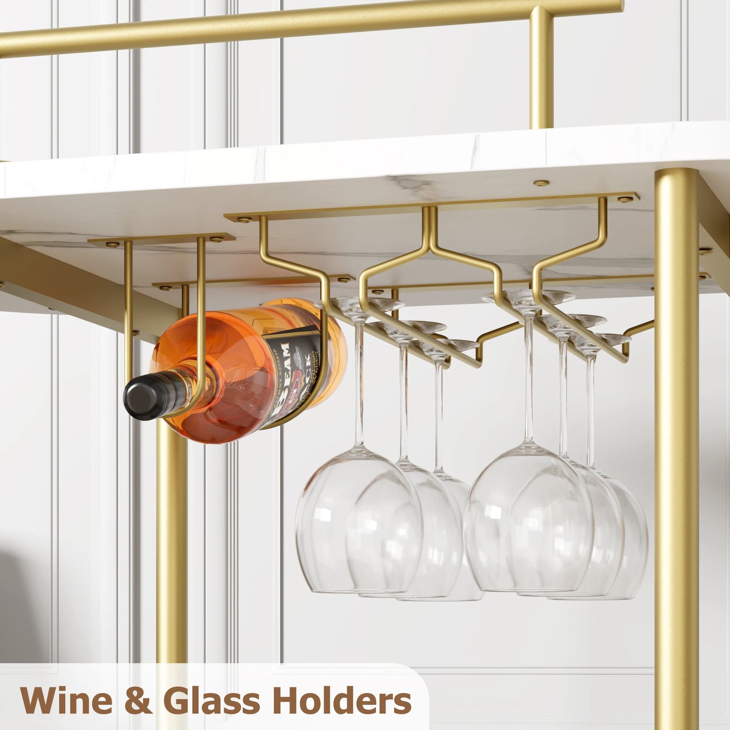 TWISTER.CK Bar Cart With 4-Tier Storage On Wheels Wine Rack