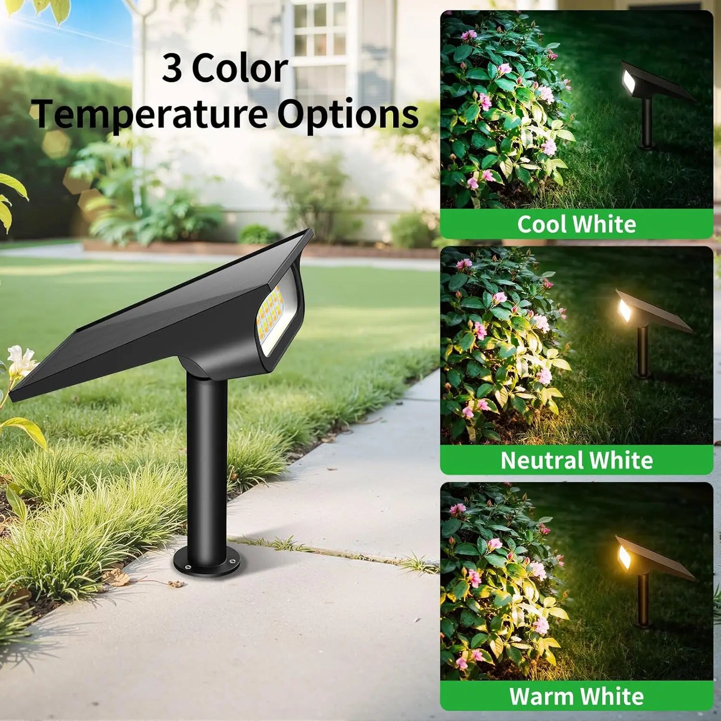 Intelamp Solar Spotlight With Three Lighting Modes For Outdoor Use