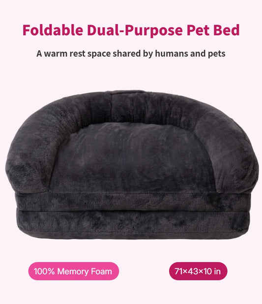 Dual-Use Foldable Pet Bed Cuddler For Owners And Pets