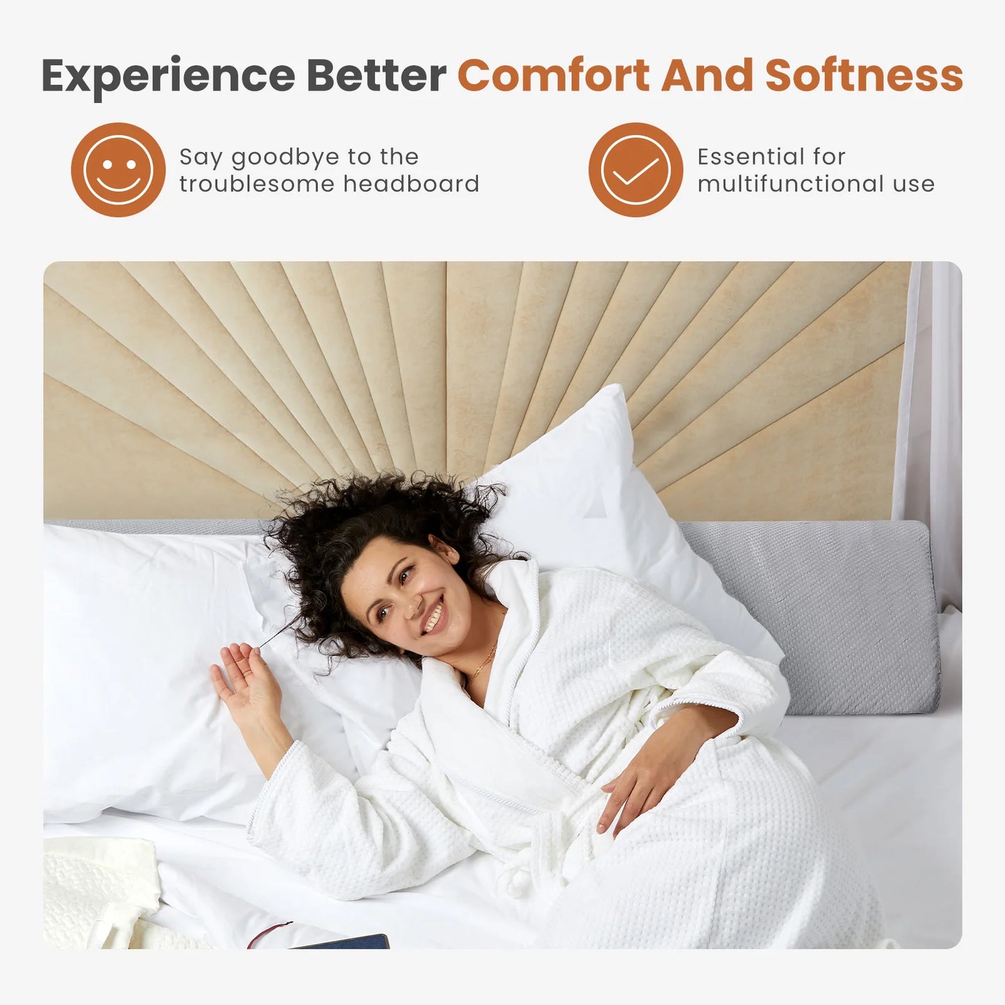 JHK Headboard Wedge Memory Foam Pillow With Ventilated Cooling
