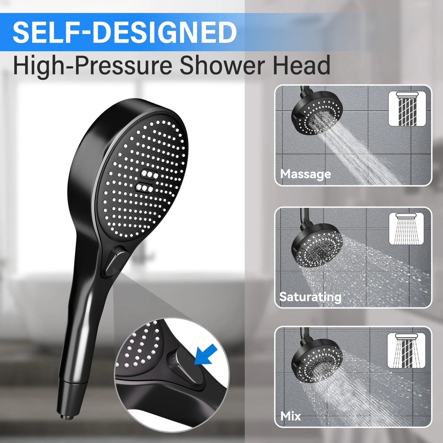 Tandem Shower Head for Couples With High Pressure Dual System