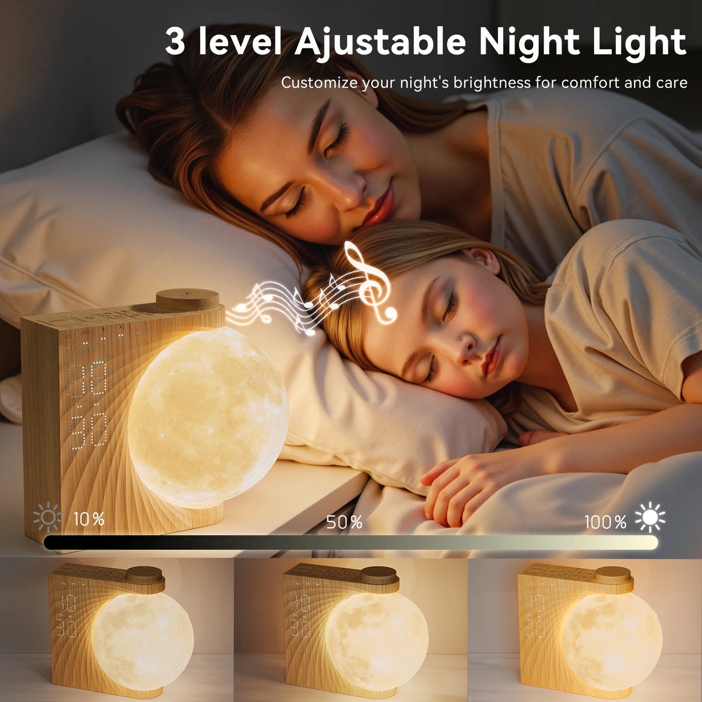 RETEYUNG Sunrise Alarm Clock For Heavy Sleepers With Moon Lamp