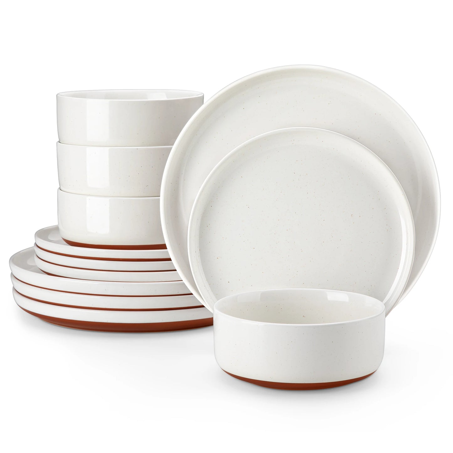 MALACASA Tara Stoneware Dinnerware Set With Curved Edge