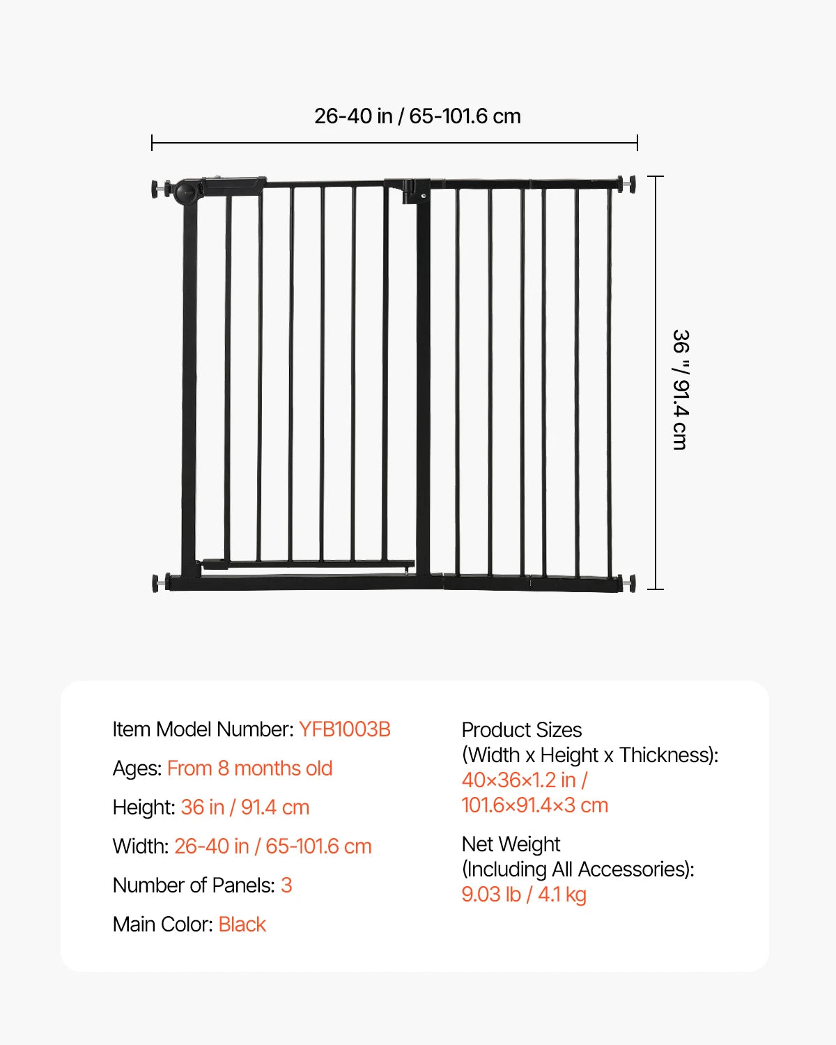 SucceBuy Baby Gate Pressure Mount Walk Through For Kids Pets