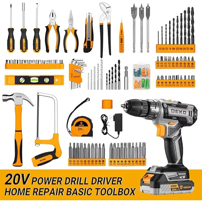 DEKO 20V Cordless Drill Kit With Battery For Household Use