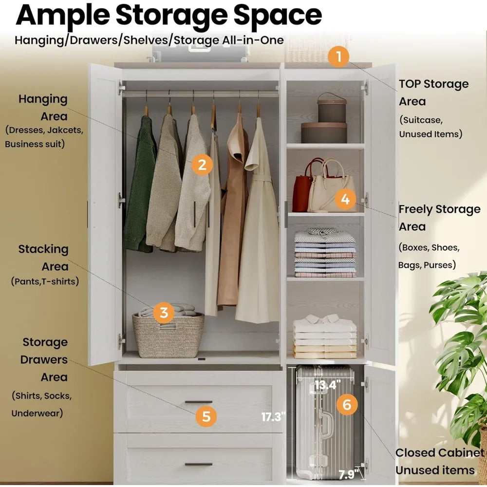 Wardrobe Closet With Doors And Drawers For Modern Bedroom Storage