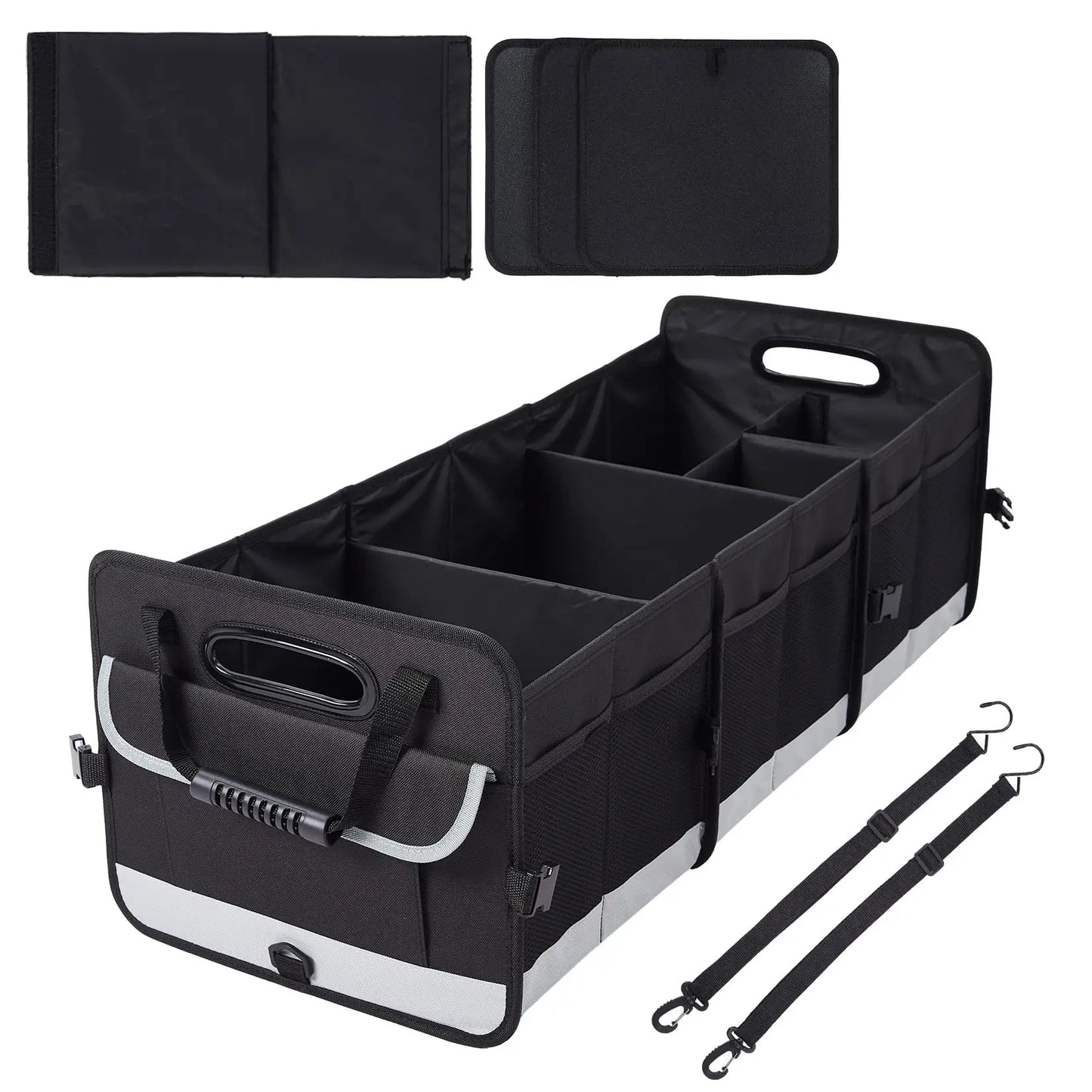HiMISS Foldable 3 Section Black Car Trunk Organizer