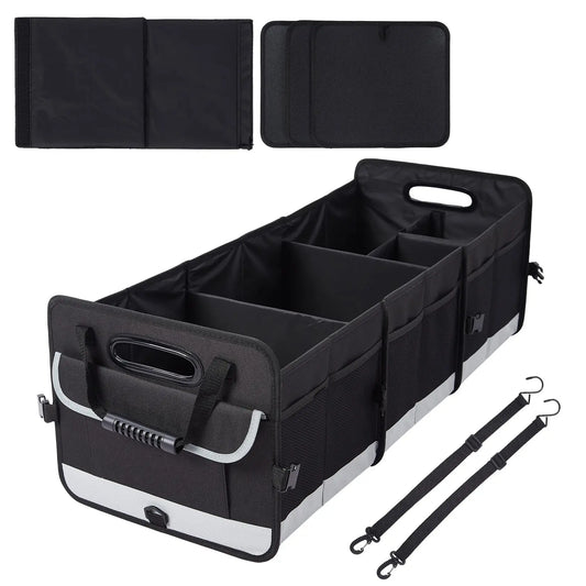 HiMISS Foldable 3 Section Black Car Trunk Organizer
