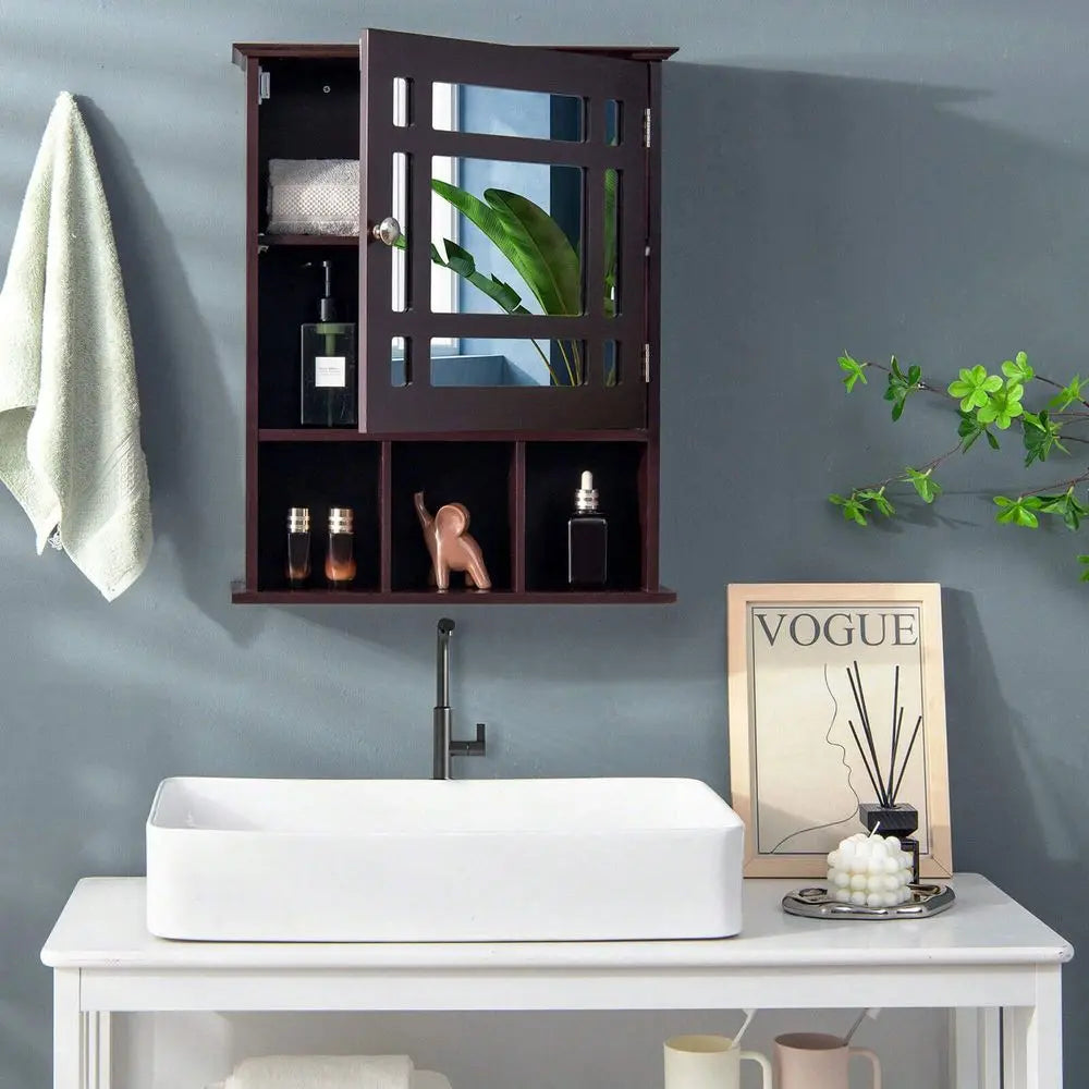 XMSJ Mirrored Medicine Cabinet Wall Mounted With Adjustable Shelf