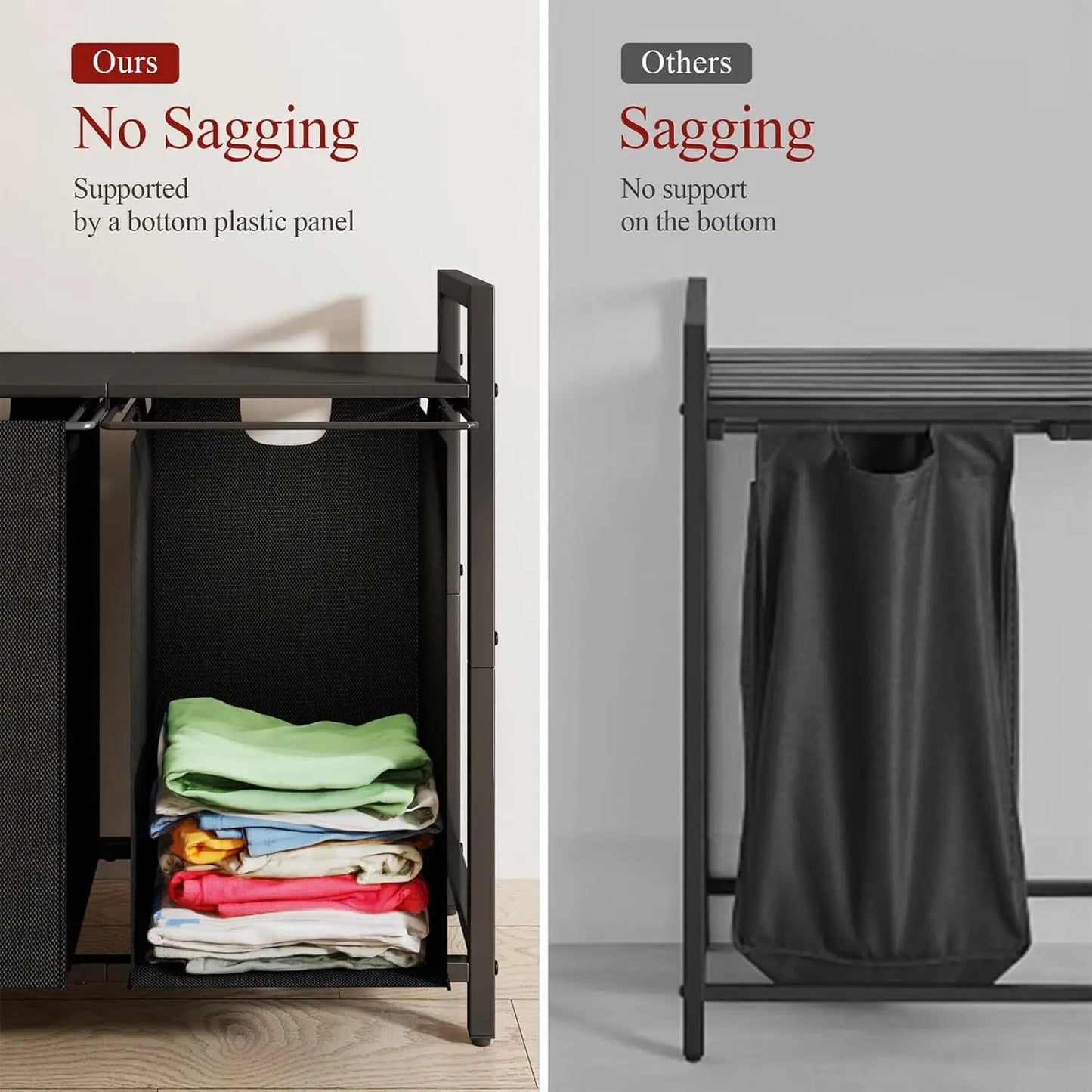 Laundry Basket Organizer With Shelf And Removable Bags