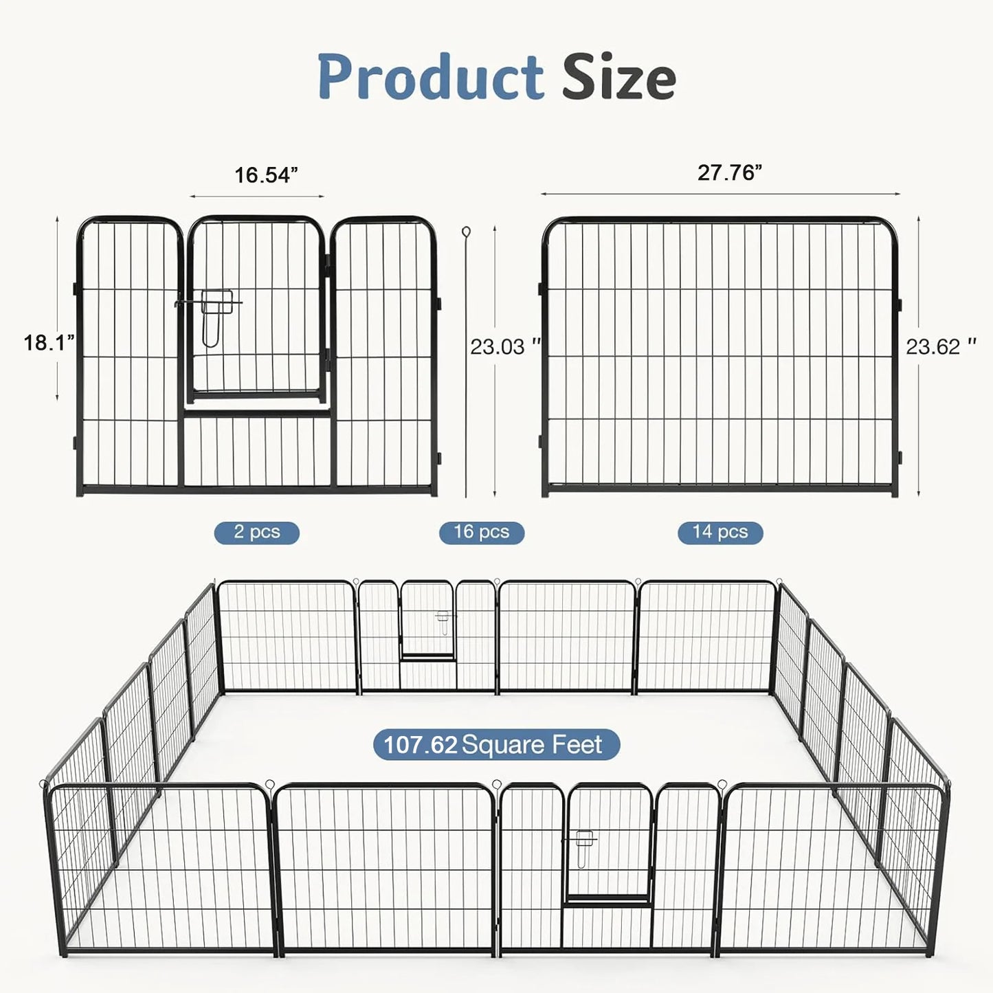 JHK Foldable Dog Playpen Pet Fence For Indoor Outdoor Use