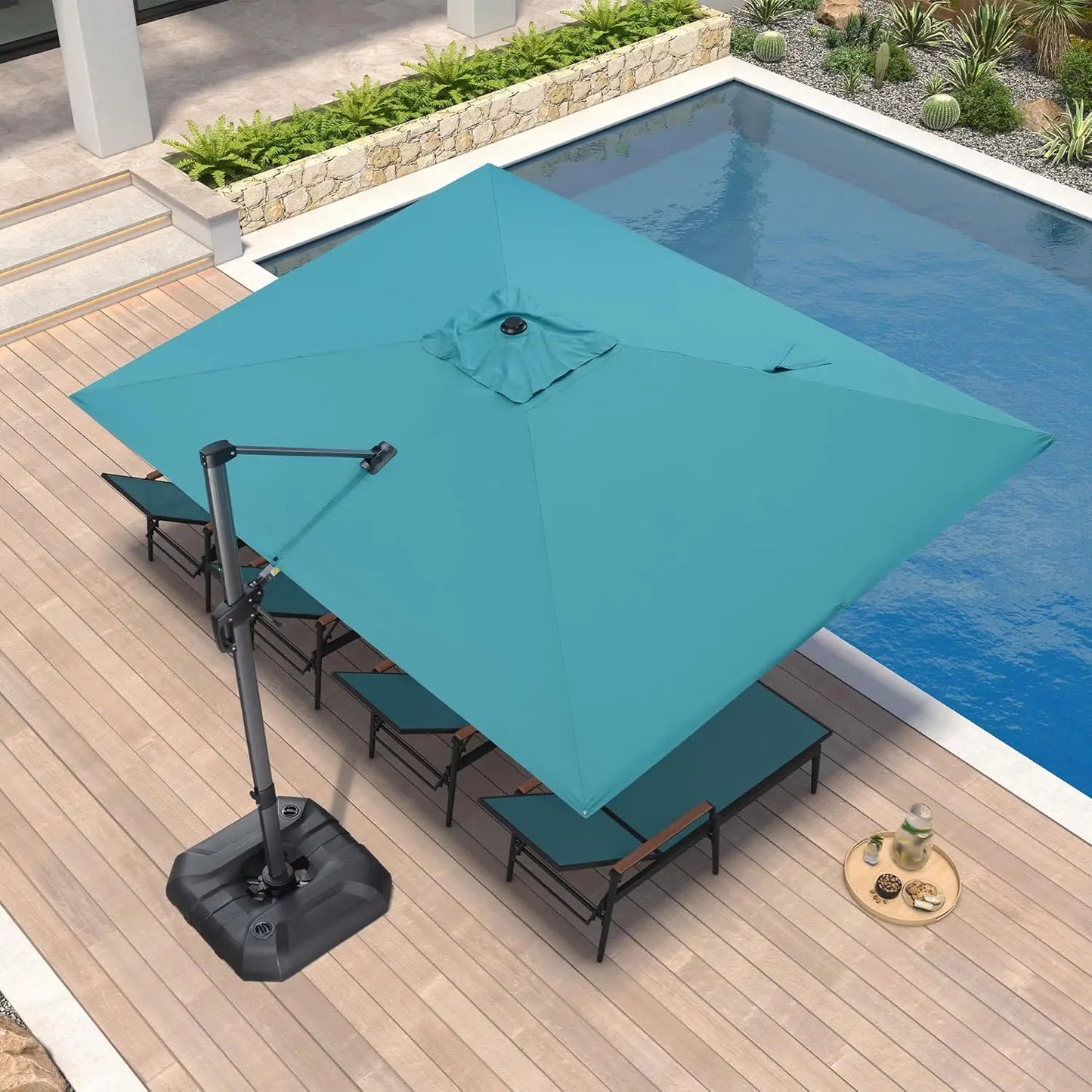 Aluminum Cantilever Patio Umbrella Rectangular Offset With 360 Degree Rotation