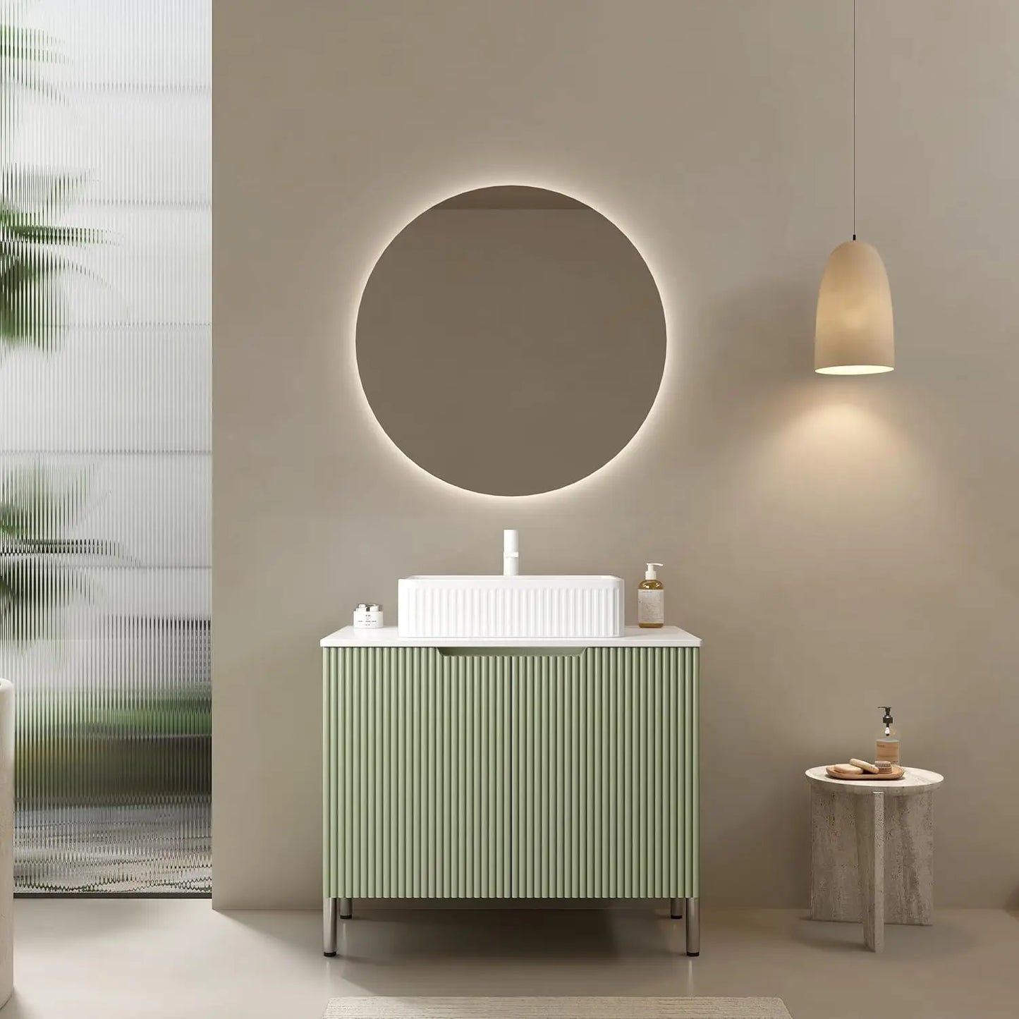 Bathroom Vanity With Ceramic Sink And Freestanding Cabinet