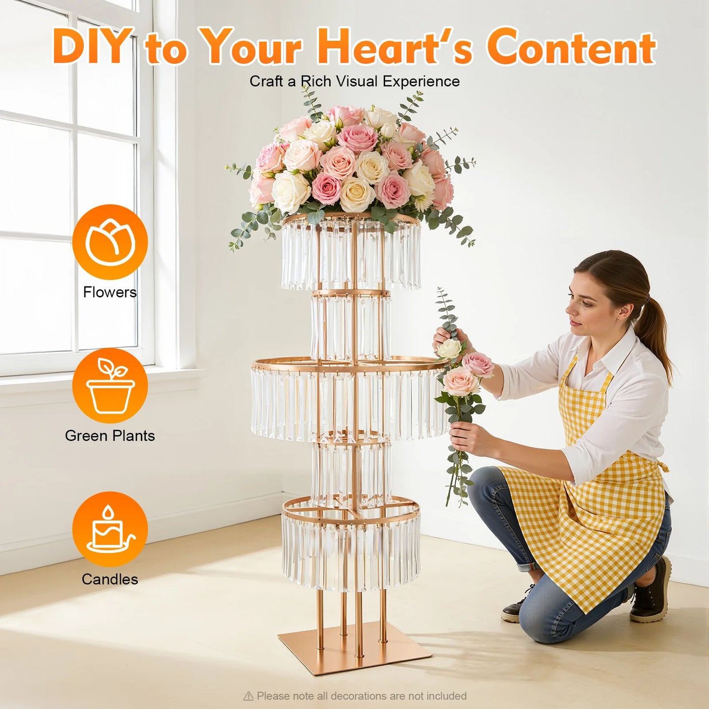 5-Tier Wedding Flower Stand Iron And Acrylic Decor