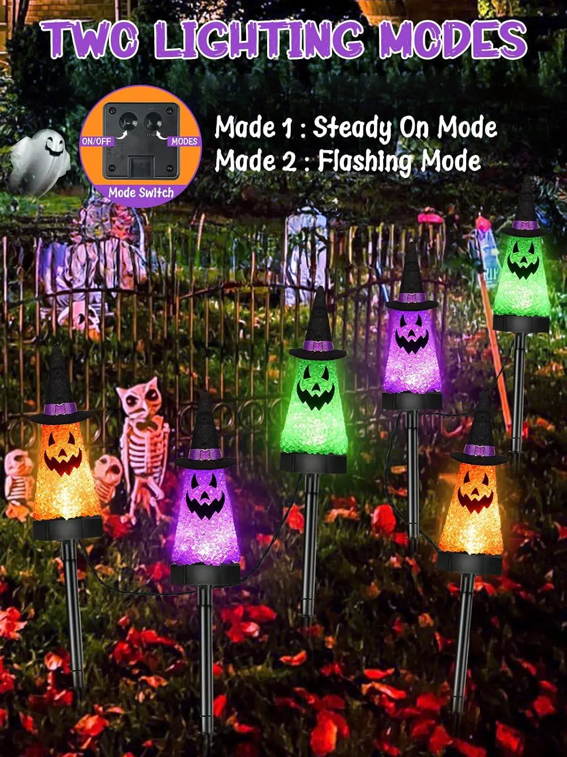 Outdoor Solar Ghost Pathway Lights Waterproof Halloween Decorations