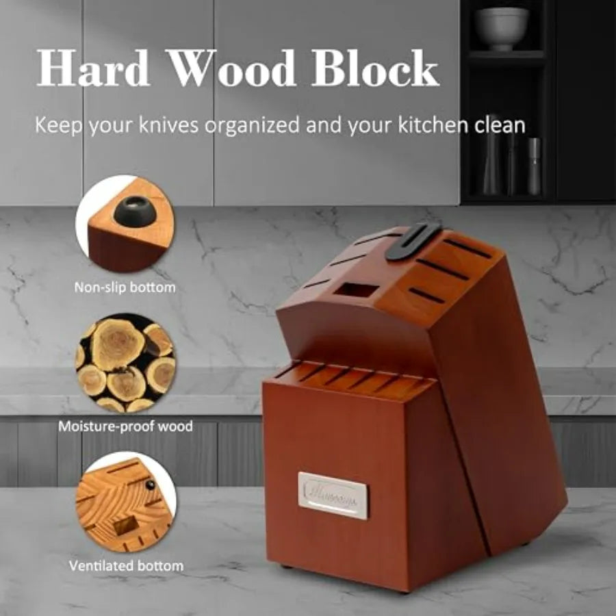 Stainless Steel Kitchen Knife Set With Built-In Sharpener