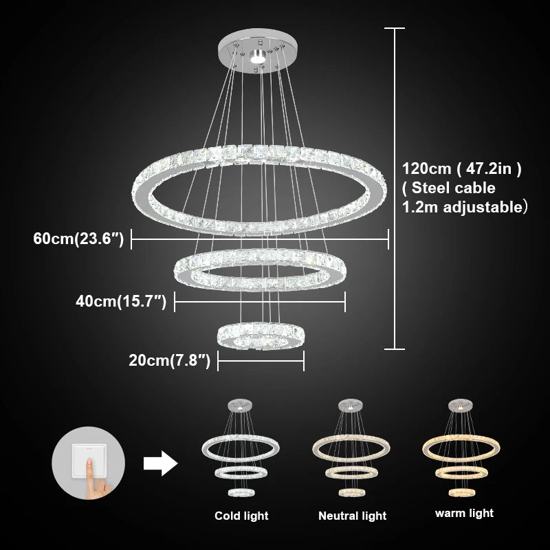 GreeLustr Modern Crystal LED Chandelier Pendant Ceiling Light