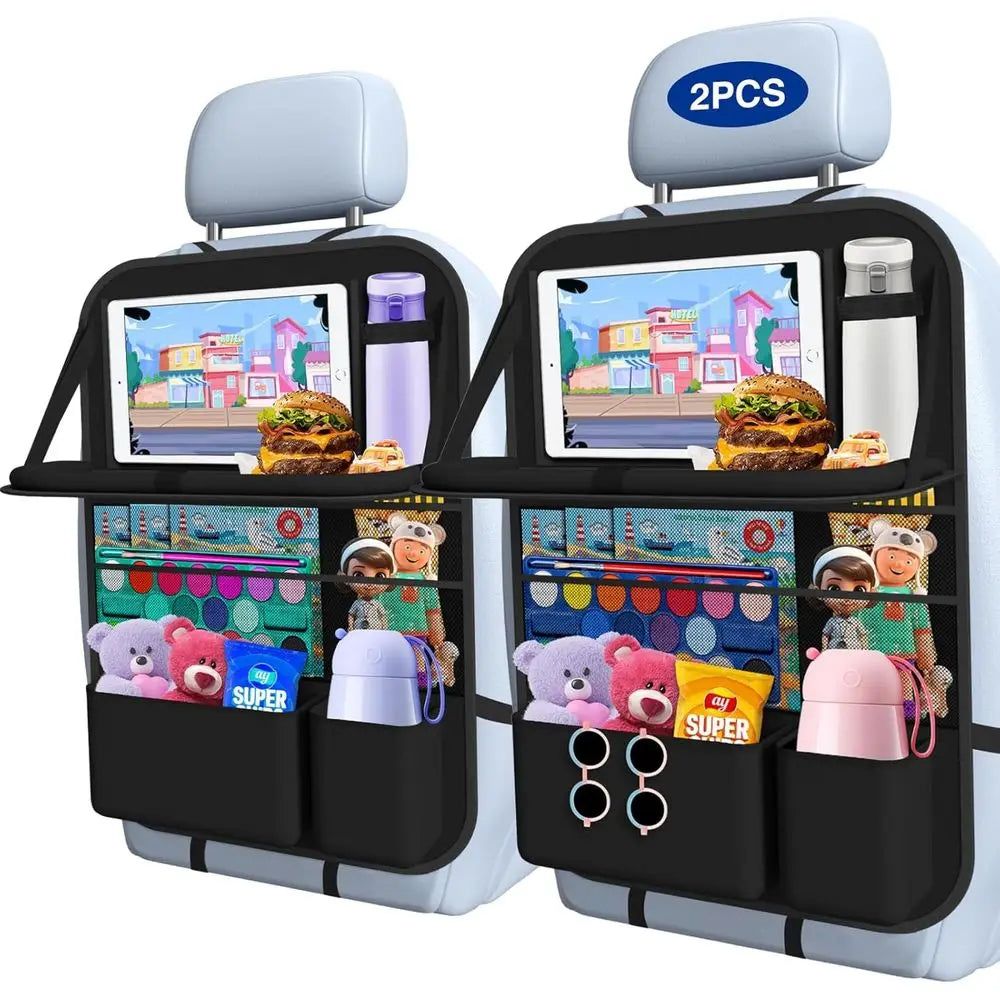 Backseat Car Organizer With Table Tray And Storage Pockets