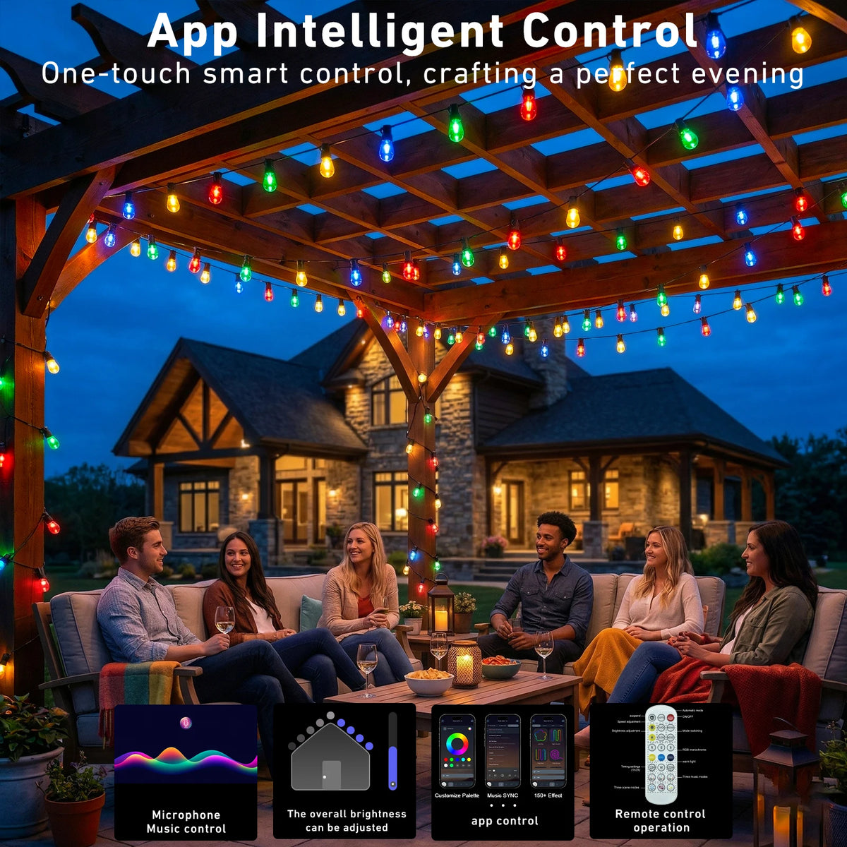 RGB IC Outdoor String Lights Waterproof DreamColor LED Patio Lights