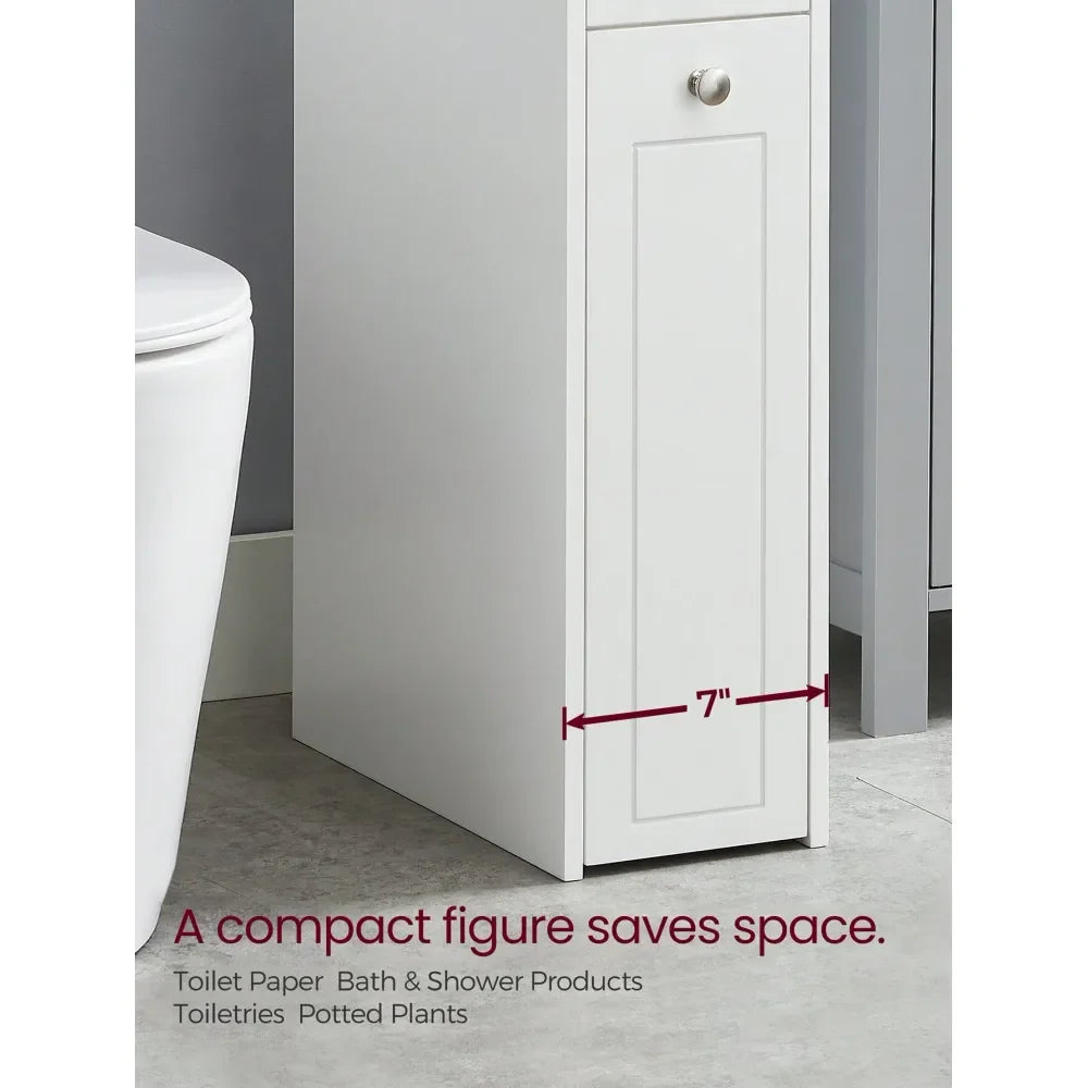 XMSJ Slim Bathroom Storage Cabinet With Toilet Paper Holder