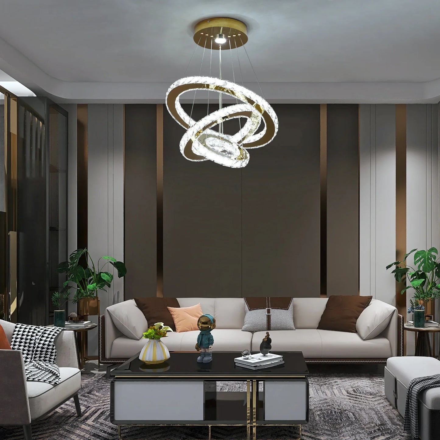 VETRULUS Crystal Chandelier LED Pendant Light For Hall Living Room