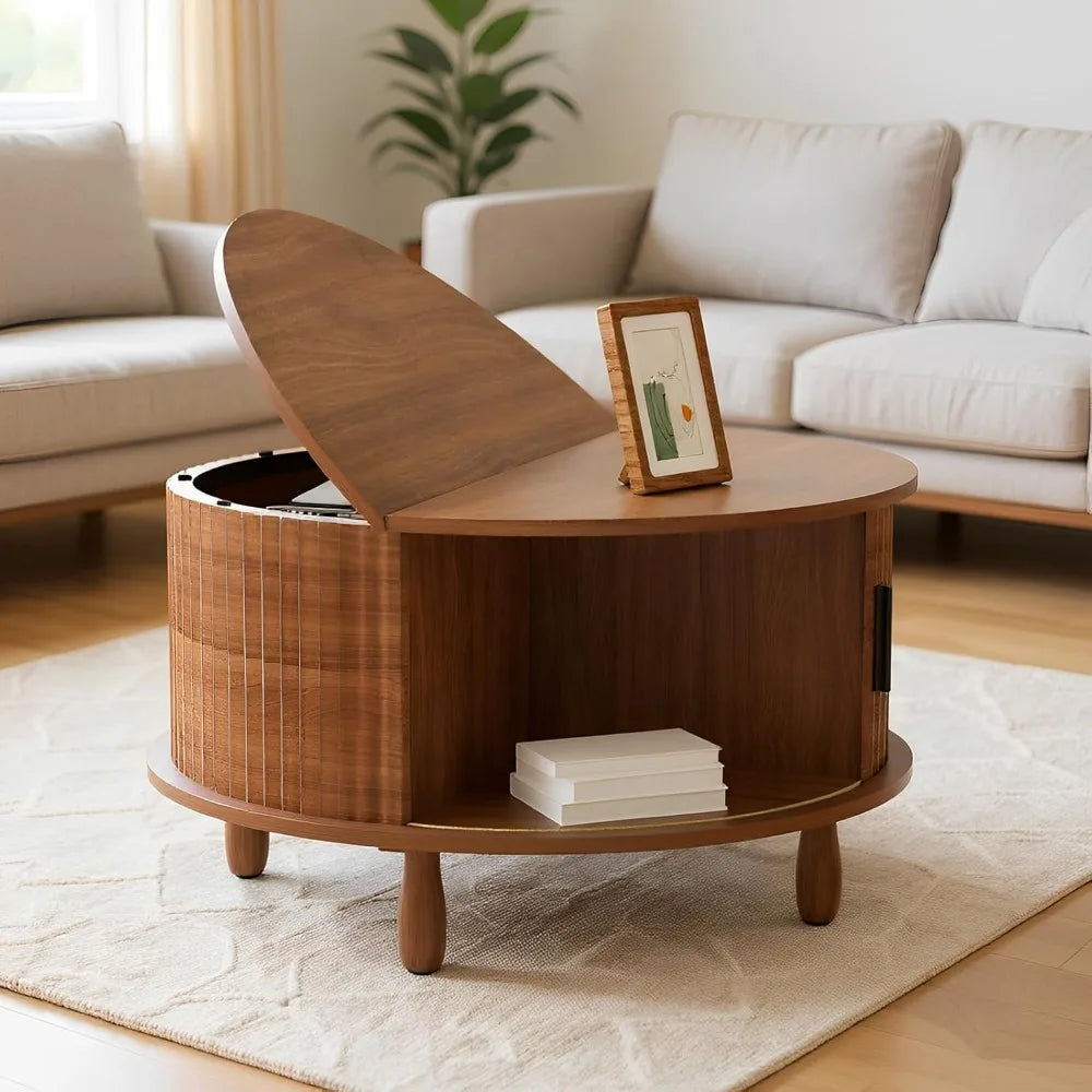 Farmhouse Lift Top Coffee Table With Storage For Living Room
