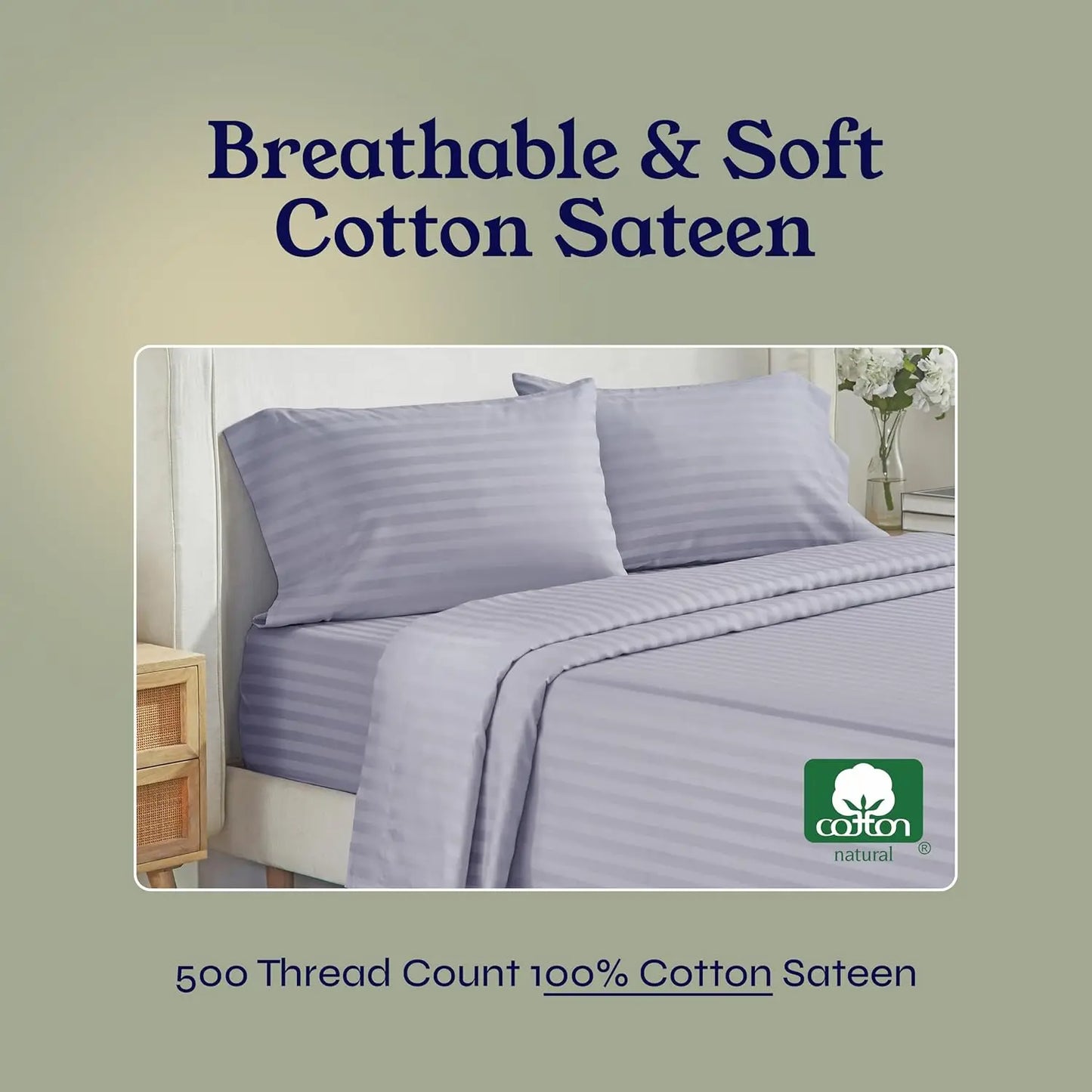 100 Percent Cotton Sheet Set With Deep Pocket Snug Elastic