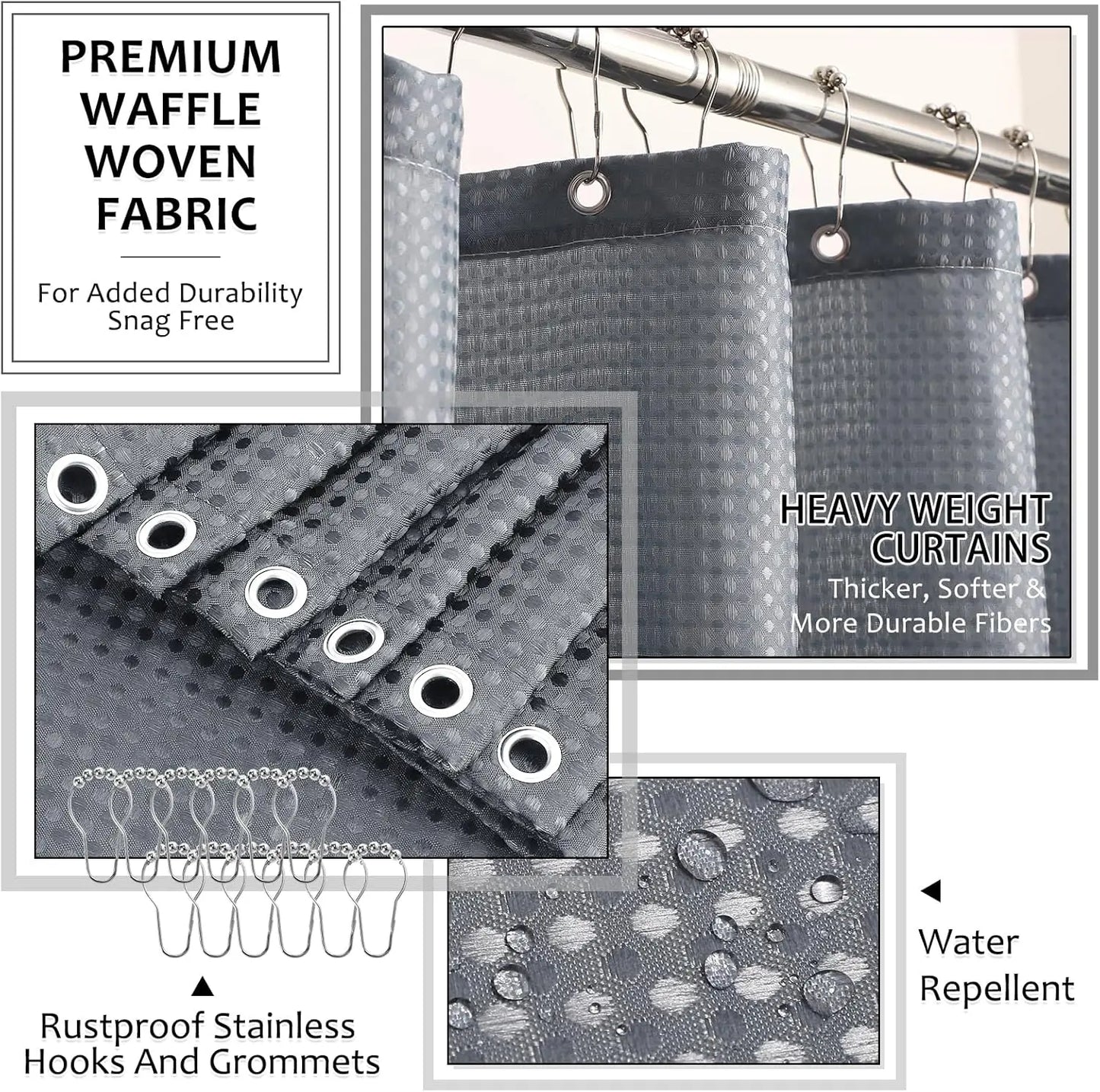 Eight Piece Resin Bathroom Set With Shower Curtain And Accessories