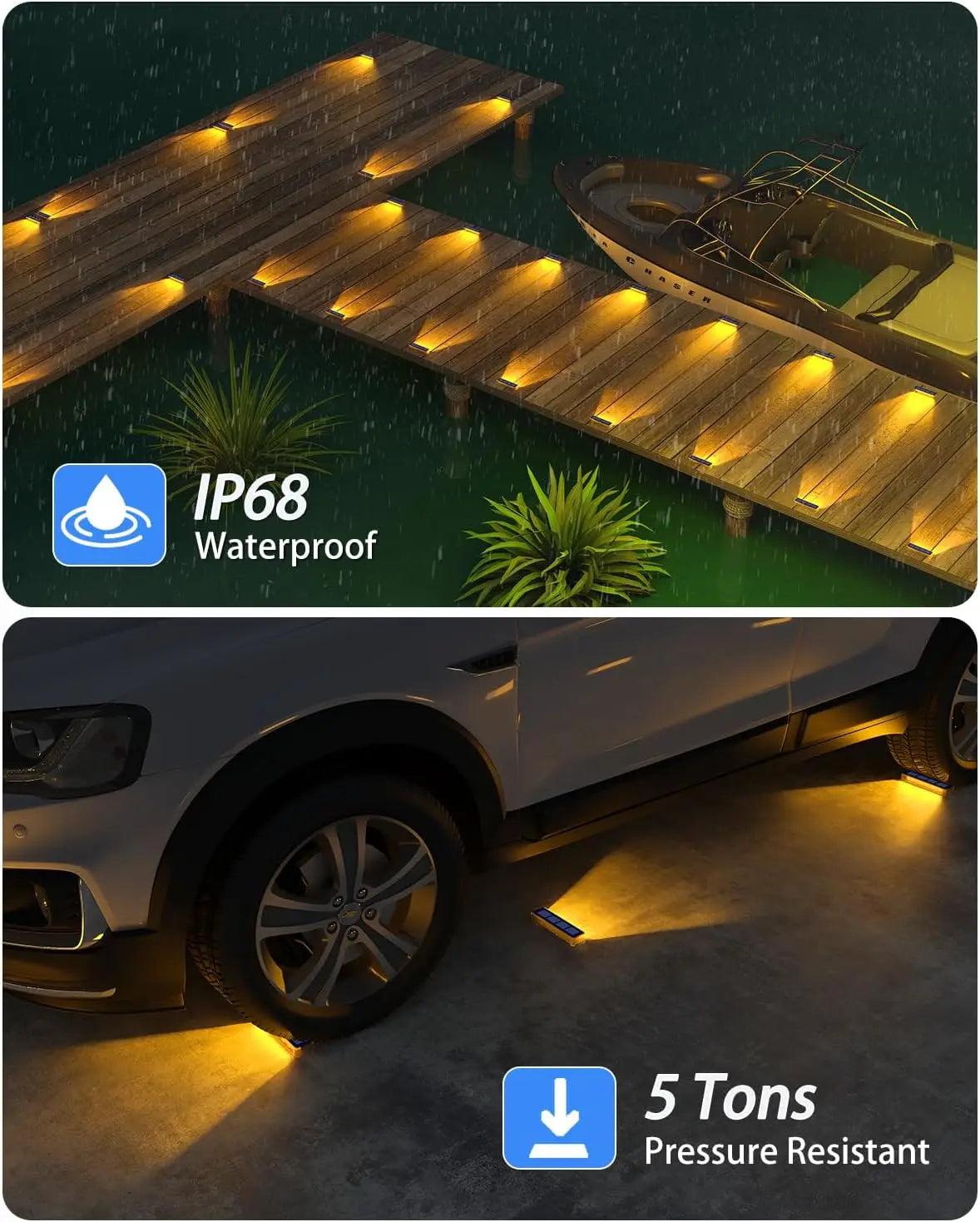 Solar LED Step Lights IP68 Waterproof For Outdoor Pathway Use
