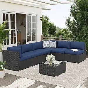 7 Piece Outdoor Patio Furniture Sofa Set Rattan Wicker Table