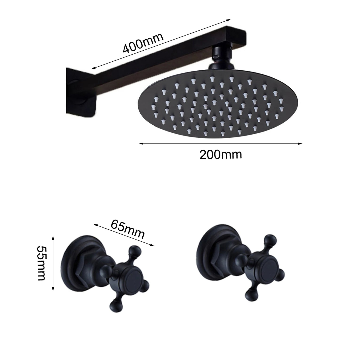 Stainless Steel Shower Faucet Set With Round Rain Shower Head And Mixer Valve