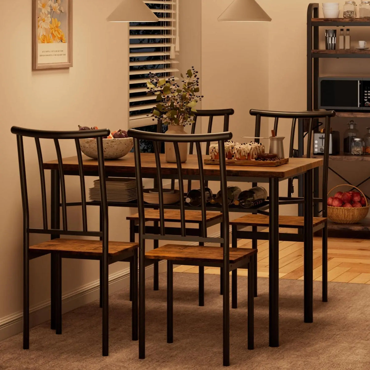 Garvee Outdoor Dining Set with Table and Textilene Patio Chairs
