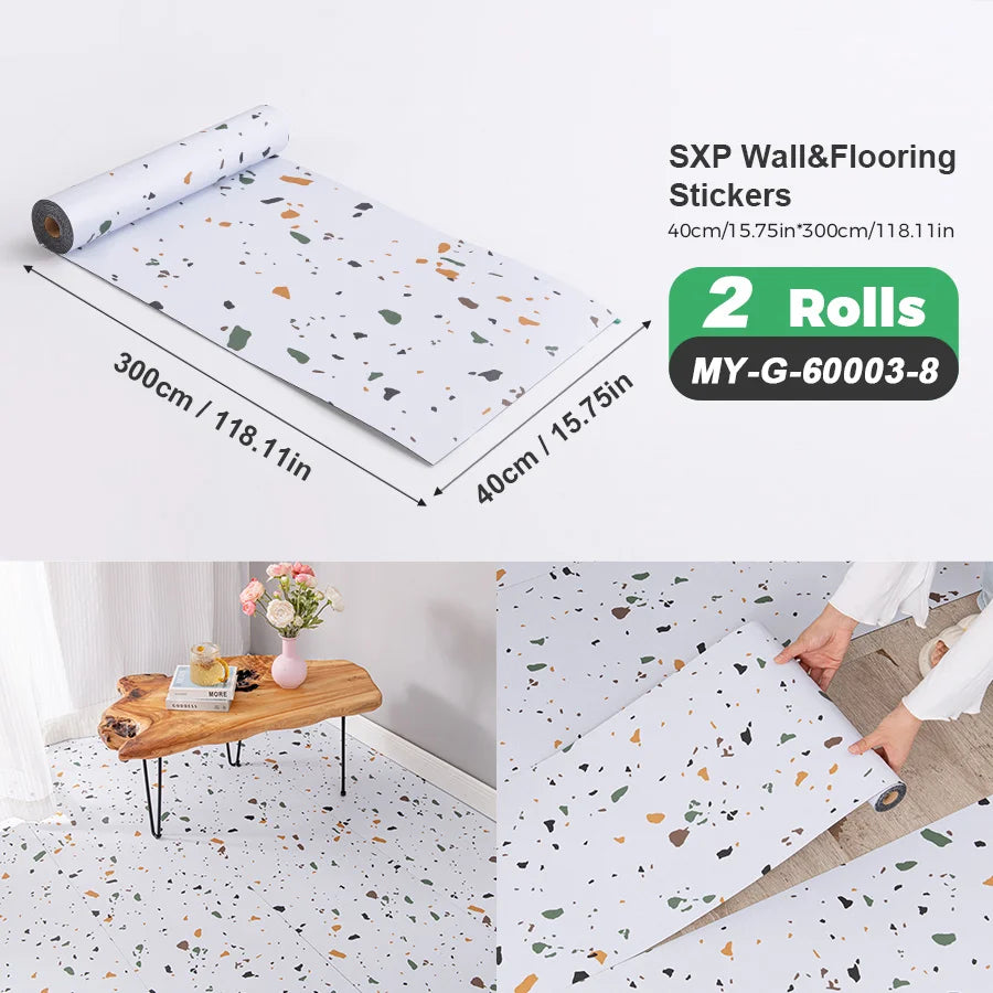 Self-Adhesive Wall and Floor Sticker Wood Grain Marble Design Wallpaper