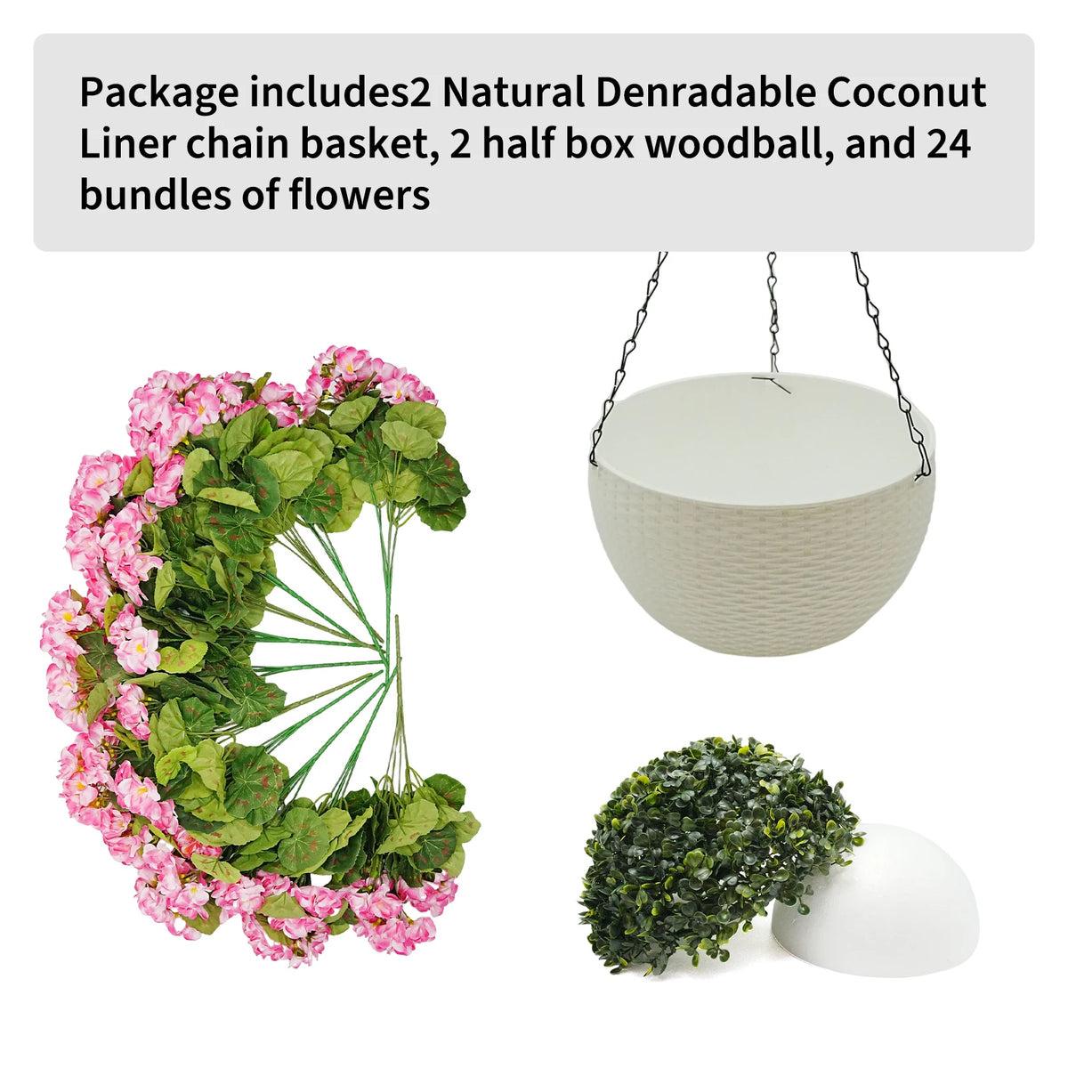 Artificial Geraniums Hanging Baskets For Outdoor Patio Garden Decor