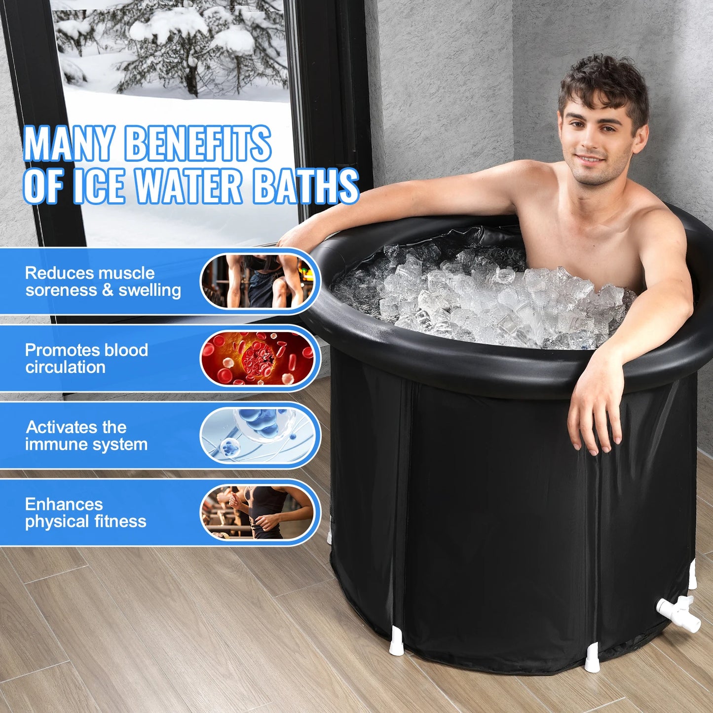 SucceBuy Inflatable Ice Bath Tub For Cold Water Therapy Plunge
