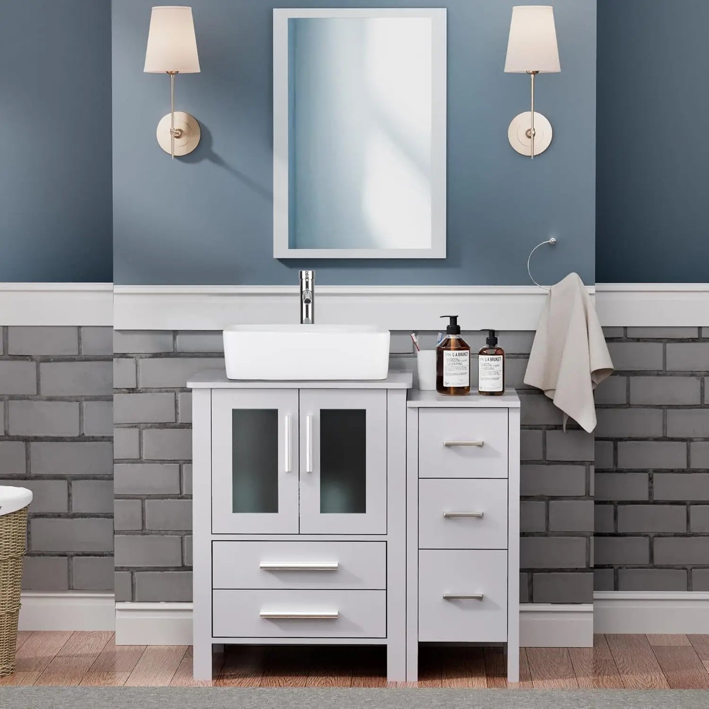 XIAOLANG Modern Bathroom Vanity Cabinet With Vessel Sink