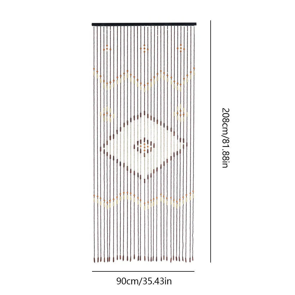 Natural Retro Wooden Beaded Door Curtain With 31 Strings