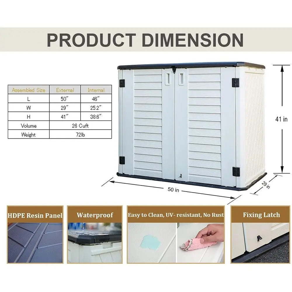 Weather Resistant Outdoor Storage Cabinet For Patio Garden Lawn Mower