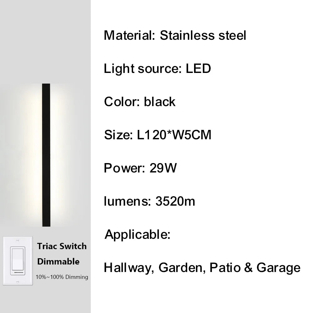 IISINUO Outdoor Porch Wall Light Dimmable Triac IP67 Stainless Steel