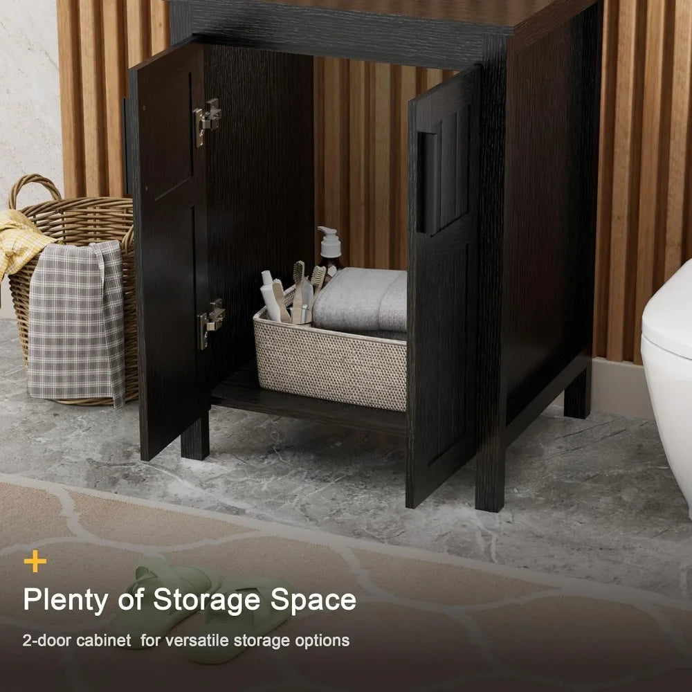 XIAOLANG Modern Grooved Vanity Cabinet With Vessel Sink