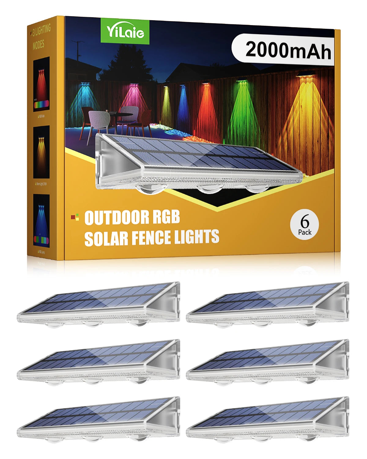 Solar LED Fence Light IP66 Waterproof Auto On Off RGB