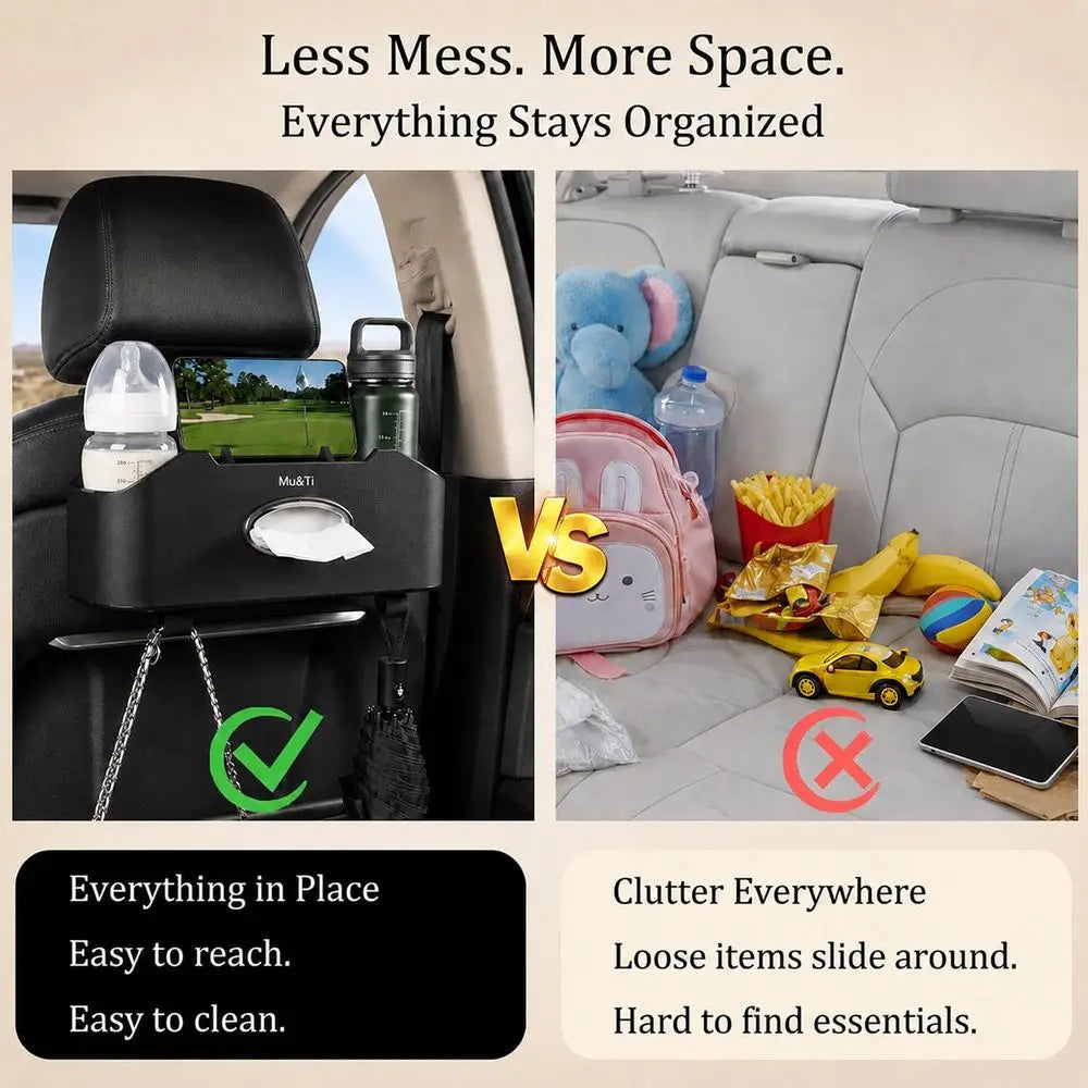Multifunctional Car Organizer With Cup Holders And Phone Stand