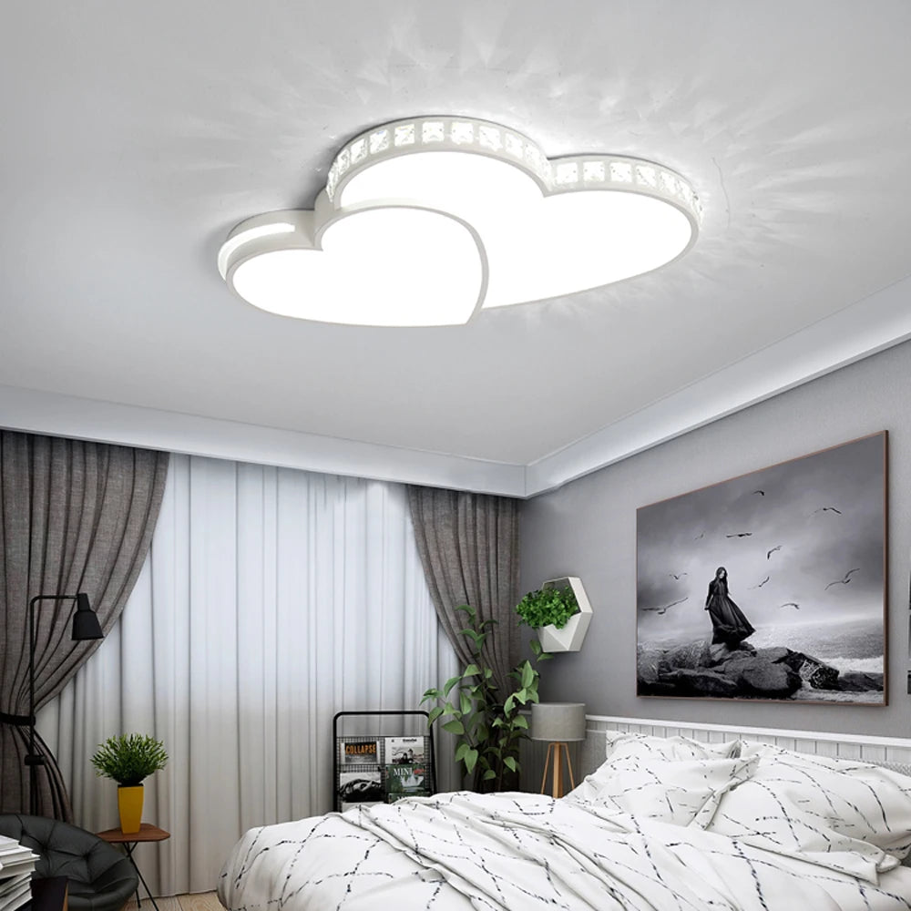 Crystal Heart Ceiling Light Fixture for Kids Bedroom Living Room