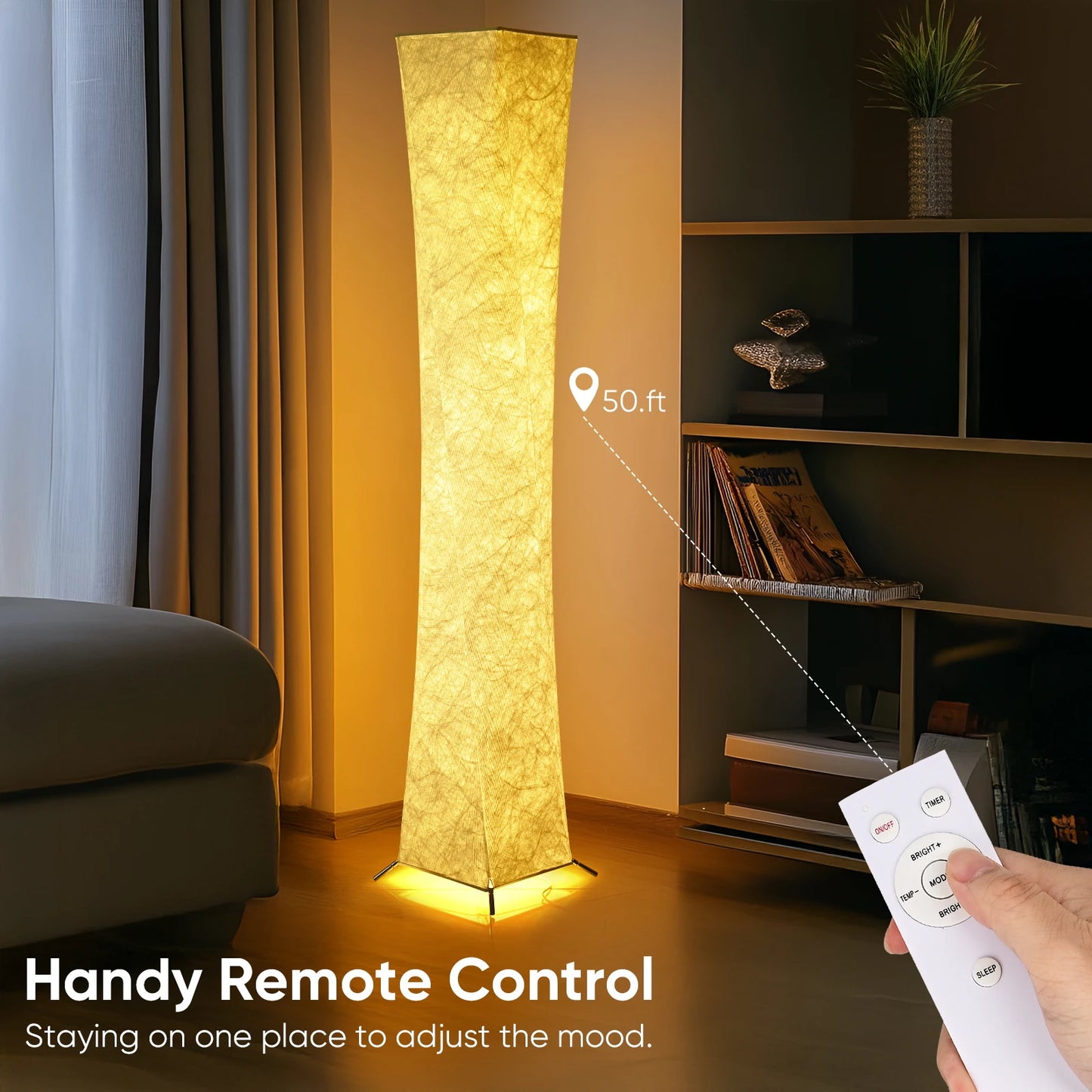 Soft Light Floor Lamp With Dimmable 3000K LED Tyvek Shade