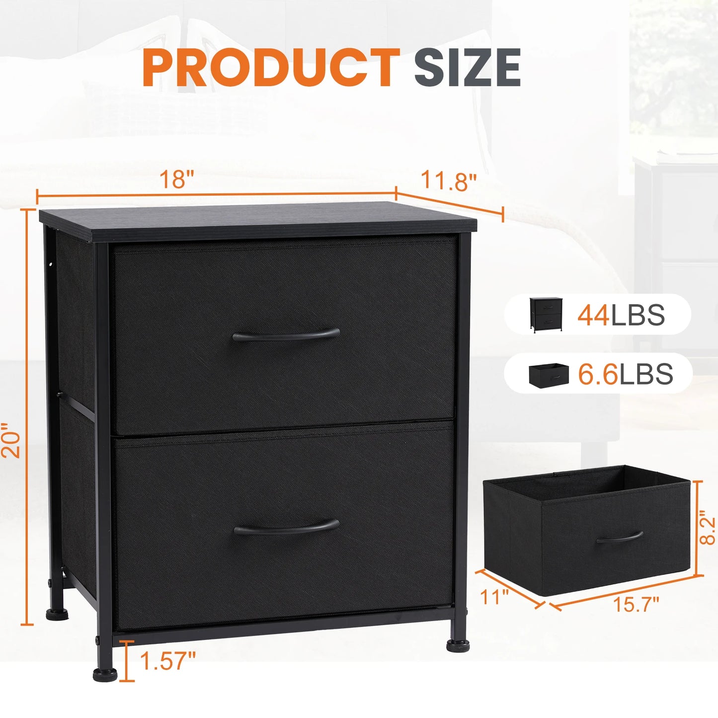 JHK Modern Nightstand With Storage Drawers Bedroom Furniture