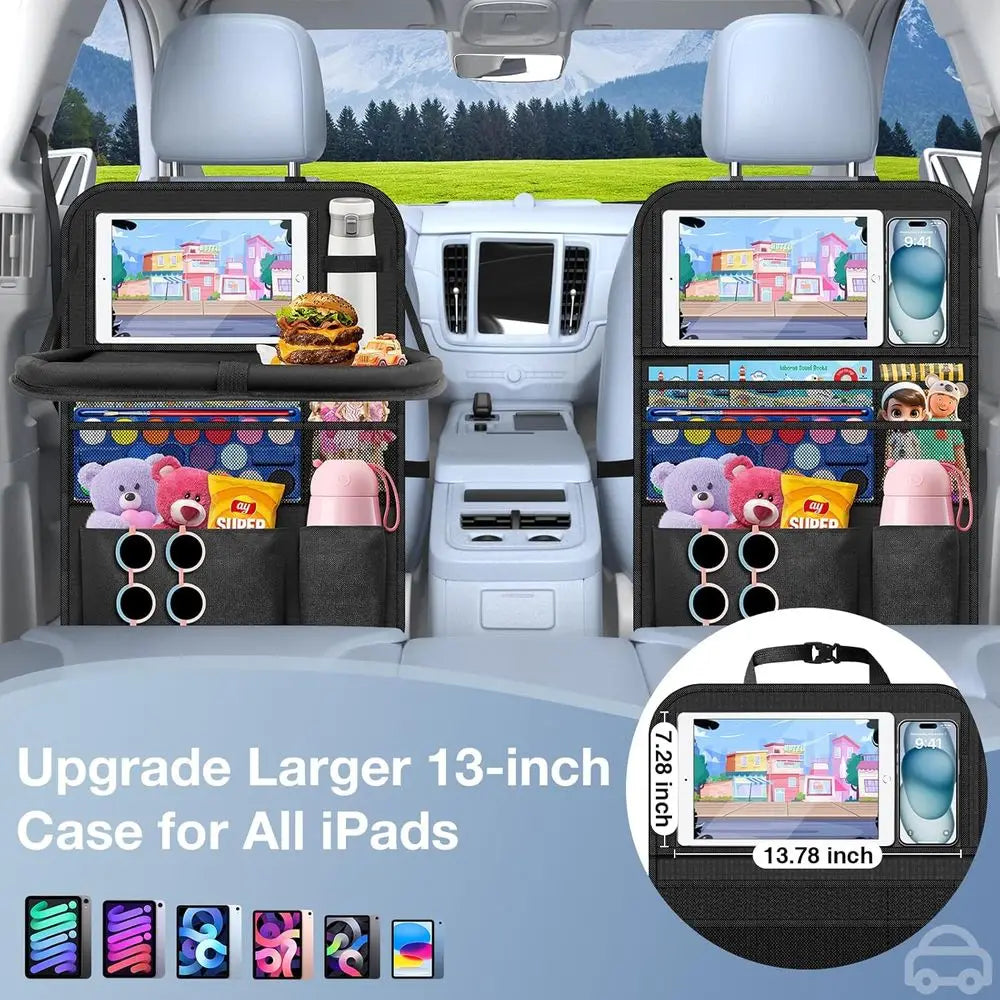 Backseat Car Organizer With Table Tray And Storage Pockets