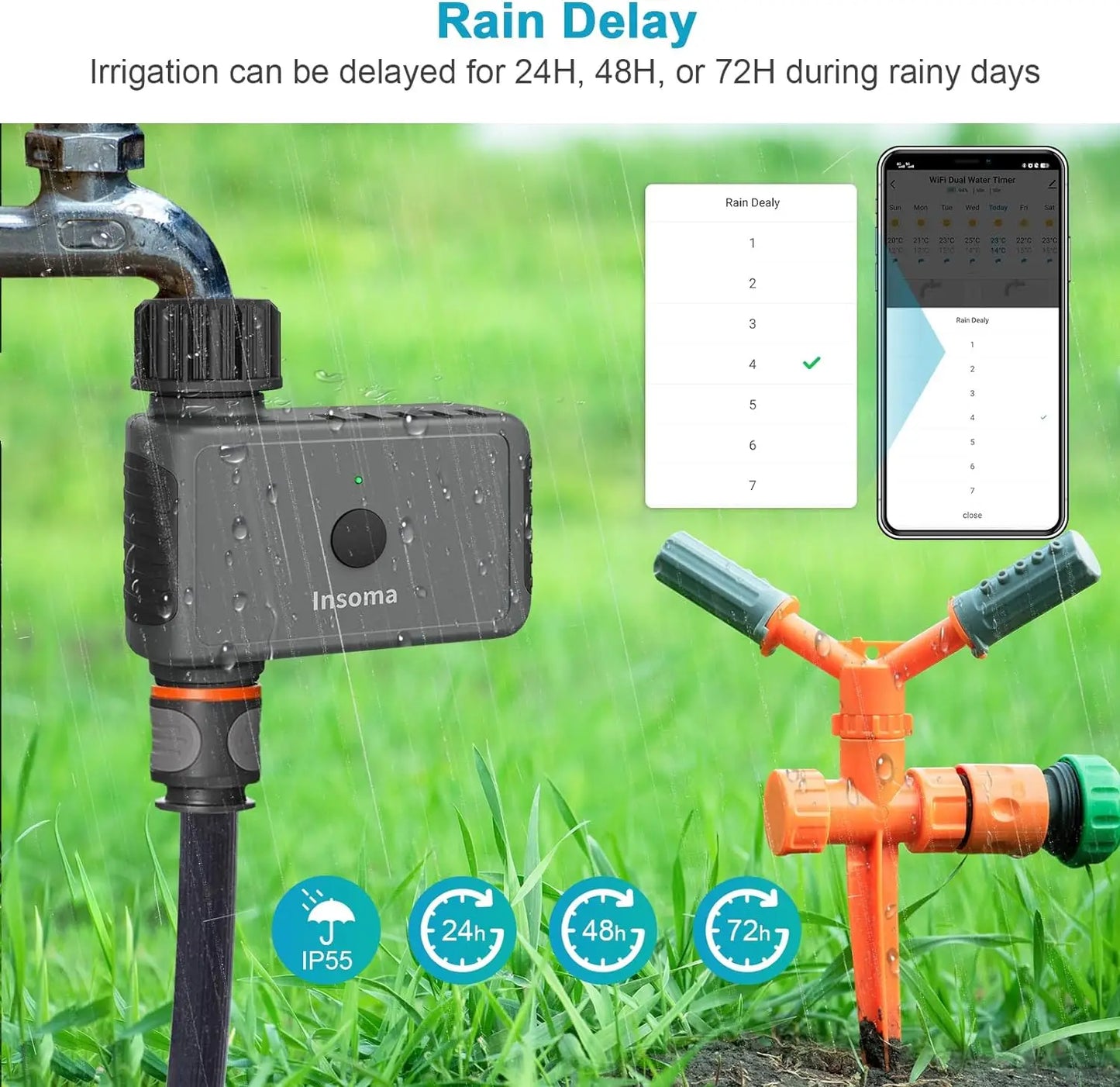 INSOMA WiFi Automatic Sprinkler Timer for Garden Alexa