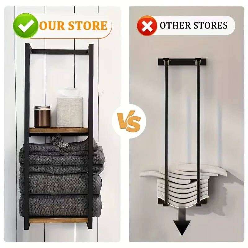 French Country Rustic Carbon Steel Wall Mounted Towel Rack