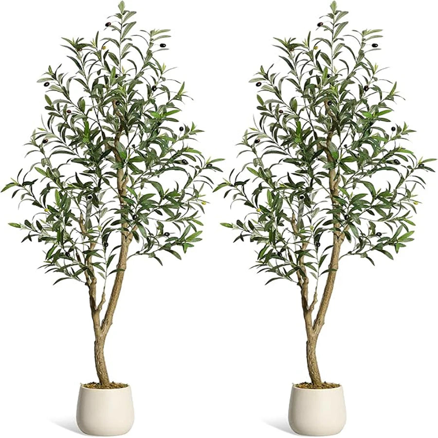 Himiss Artificial Olive Tree With White Planter