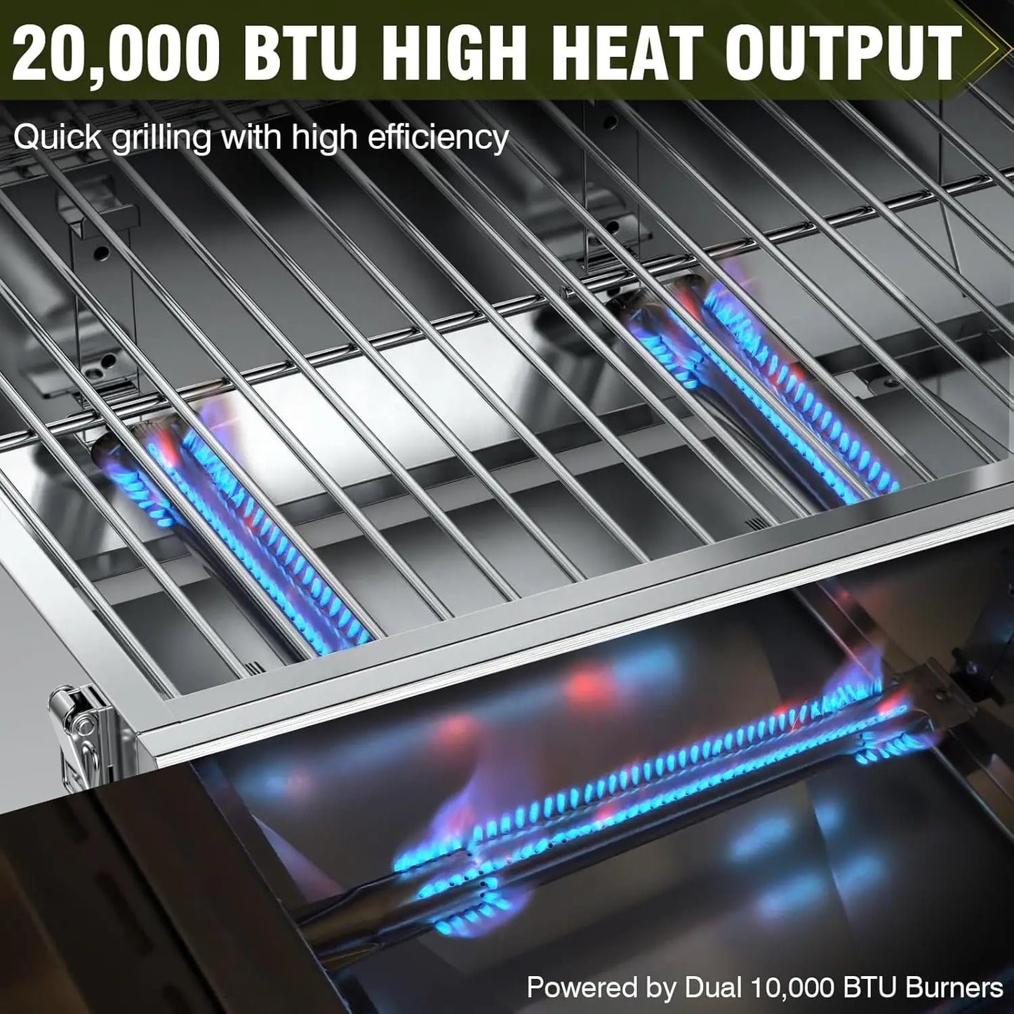 Porterhouse 20000 BTU Tabletop Gas Grill With Glass Lid 2 Burners